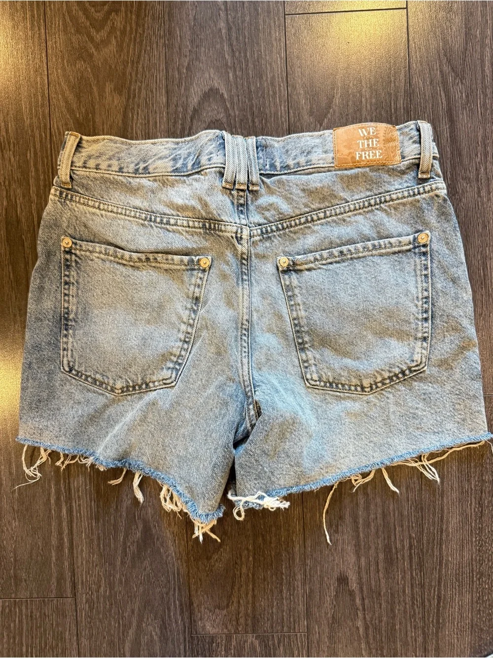 We The Free Light Blue Frayed Denim Cutoff Shorts